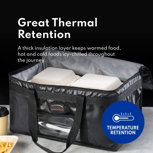New Star Foodservice Commercial Insulated Food Delivery Bag, Full Size, 21.5 x 11 x 12.5 Inch, Black - size: 21.5" W x 11" H x 12.5" D