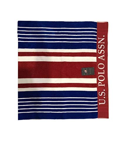 U.S. Polo Assn. Oversized (40” x 70”) Striped Nautical Design Beach Towel - Luxury Plush Cotton Hotel Quality for Bath, Pool - Blue/Red/White - color: Blue/Red/White, size: 40" x 70"