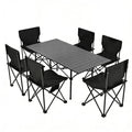 Camping Table Folding Portable Camp Table with 6 Chairs, Folding Picnic Table with Carry Bag Indoor Outdoor for Camping, Beach, Patio, RV, Backyard BBQ, Sturdy, Stable, Easy to Carry, Black - size: 22*46.8*19.5inch + 6 chair
