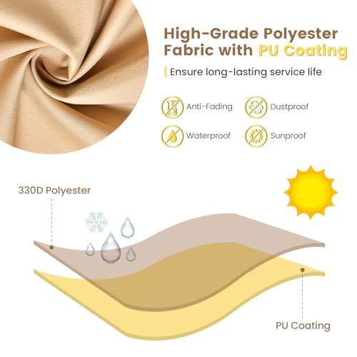 Tangkula Patio Furniture Covers, Outdoor Table Cover Waterproof with Padded Handle & Click-Close Straps, Air Vent, Heavy Duty PU, Rectangle Patio Cover for Outdoor Furniture, 90" W x 50" D x 32" H - size: 90" W x 50" D x 32" H