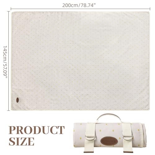 Picnic Blanket Waterproof Large,Outdoor Camping Mat 79”x 57”,Sandproof Foldable Picnic Mat Beach Blanket for Park,Grass,Indoors,Lawn,Hiking,Travel Grass Ground Play Music Festival Concert Must Have
