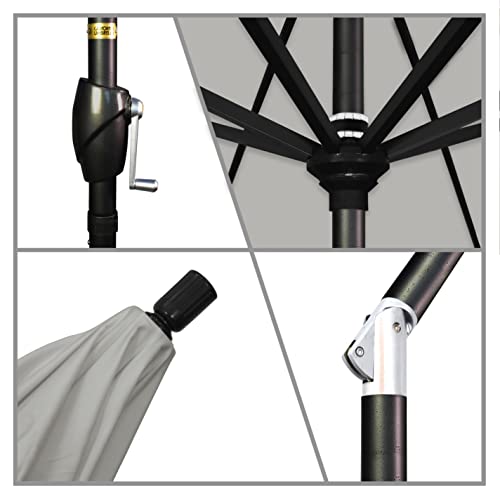 California Umbrella GSPT908302-5402 9' Round Aluminum Market, Crank Lift, Push Button Tilt, Black Pole, Sunbrella Granite - color: Granite