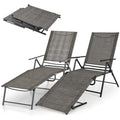 Giantex Lounge Chair Outdoor Set of 2 - Tanning Chair with 6 Adjustable Backrest, 2-Level Footrest, Folding Sunbathing Lounger for Patio, Poolside, Yard, Chaise Lounge Chair, Beach Chair (Brown) - color: Brown