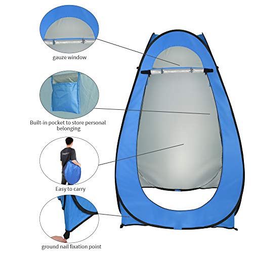 Pop Up Privacy Tent - 1-2 Person Portable Outdoor Camping Bathroom Toilet Tent Changing Dressing Room Privacy Shelter for Hiking, Beach, Picnic - Blue