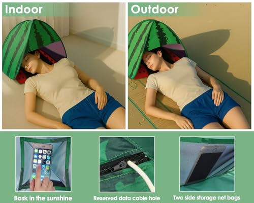 Mini Tent for Pets Small Dog Tent for Beach Portable Pop Up Sun Shade Shelter with Phone Compartment for Puppy and Large Cats Small Animals Sun Canopy for Camping and Outdoor (Watermelon) - style: Watermelon