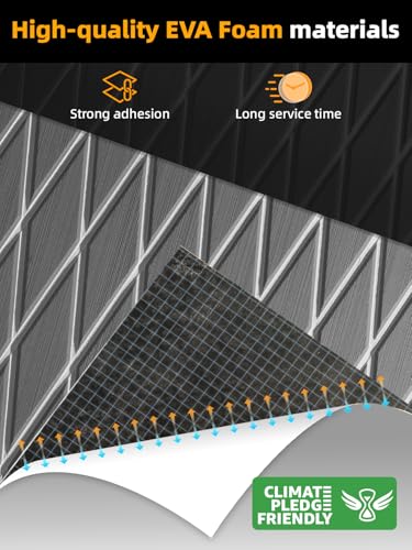 FOCEAN Boat Flooring EVA Foam Boat Decking Marine Mat Non-Slip Self-Adhesive Flooring Sheet for Motorboat Jon Boats Bass Boat Kayak RV Floor, 94.5''x 15.7'', Grey with White Lines - color: Grey With White Lines, size: 94.5"L x 15.7"W x 0.2"Th