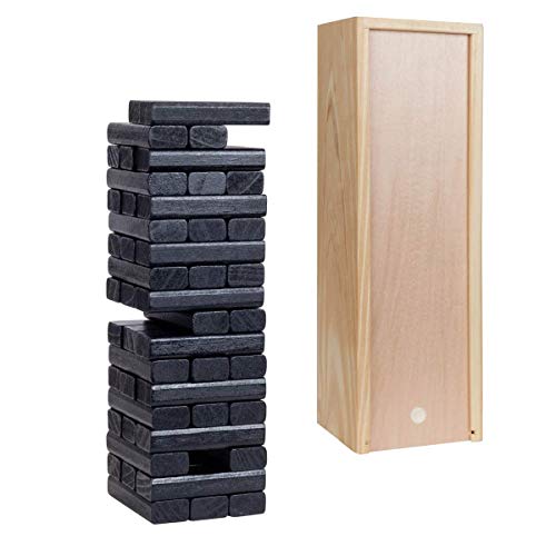 WE Games Wooden Block Stacking Party Game for Adults, Tumble Tower Wedding Guest Book Alternative, Tabletop Games, Includes Storage Case, 12 inches - color: Black