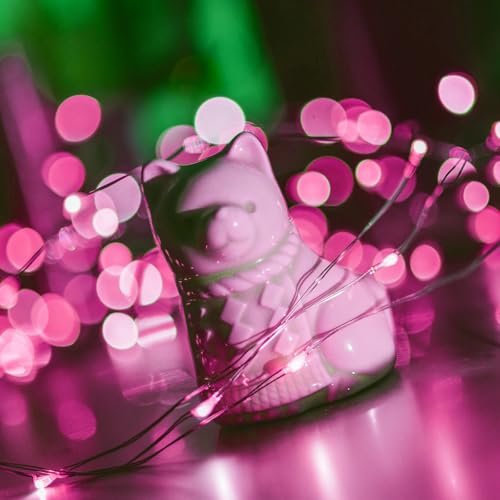 6 Pack Fairy Lights Battery Operated with Timer Silver Wire Mini 13FT 40LED Waterproof Cuttable Twinkle Christmas String Lights for Home Bedroom Wedding DIY Centerpiece Birthday (Pink) - color: Pink