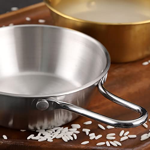 2Pcs Makgeolli Bowls, 304 Stainless Steel Korean Traditional Bowls Round Rice Bowl Wine Cup with Handle, Hiking Soup Dish Food Bowl Camp Cup (Large: 20oz, 5.5inch, Silver) - color: Silver, size: Large: 20oz, 5.5inch