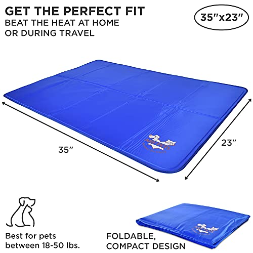 Arf Pets Dog Cooling Mat 23” x 35” Pad for Kennels, Crates, Beds, Non-Toxic, Durable Solid Self Cooling Gel No Refrigeration or Electricity Needed - size: 23 X 35