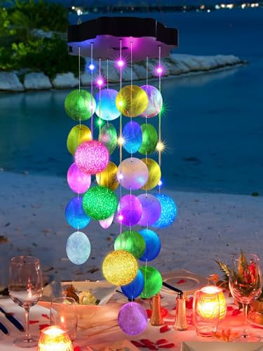 Zeiliuled Solar Wind Chimes for Outside, Pastel Shell Hanging Lights with 2 Modes, Solar Shells Light Gifts for Mom Grandma Girls, LED Outside Decorative Mobile Lights for Garden Yard Patio Decor - color: Pastel Color