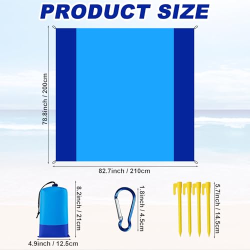83X79in Beach Blanket, Waterproof Sandproof Beach Mat, Quick Drying Outdoor Picnic Mat Beach Accessories for Camping, Hiking - color: Navy Blue, size: 83X79in