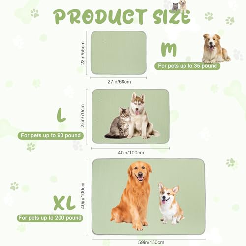 Buvlnee Summer Dog Cooling Mat Washable Ice Silk Self Cool Pad for Small Medium Large Dogs and Cats, Pet Sleeping Pad for Crate, Bed, Indoor & Outdoor Floor, Car Seats - color: Green, size: 40x28in