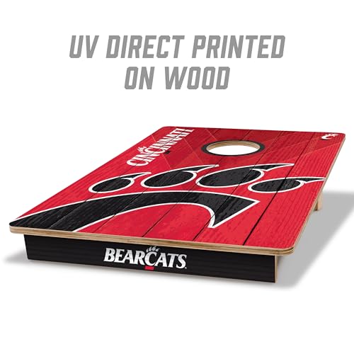 YouTheFan NCAA 2’ x 3’ Wood Cornhole Game with Logo Bags - color: Cincinnati Bearcats, size: 2' X 3'