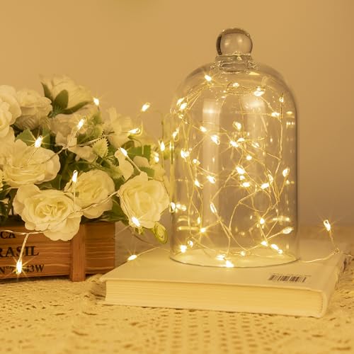 Fairy Lights Plug in, 10FT 100LED Firecracker String Lights Waterproof Silver Wire, for Bedroom/DIY/Party/Garden/Porch/Patio/Backyard/Christmas Tree, with Remote Timer & 8 Modes, Warm White - color: Warm White, size: 10FT