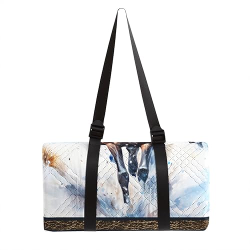 Outdoor Picnic Blanket Portable Ultrasonic Waterproof Picnic 3D Horse Printed Camping Beach Mat for Sand and Wet Grass Hiking (3D Horse L - color: 3d Horse, size: Extra Long - 78"x78"