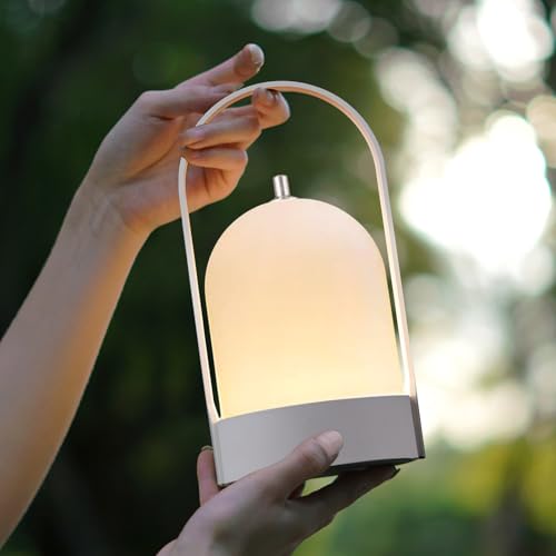 Tubicen Rechargeable Table Lamp Portable 4000mAh Battery Operated Lamp Camping Lantern 4-Level Touch Dimmable Cordless LED Table Night Lamp for Bedroom Dining Room Kitchen Balcony Restaurant - color: White