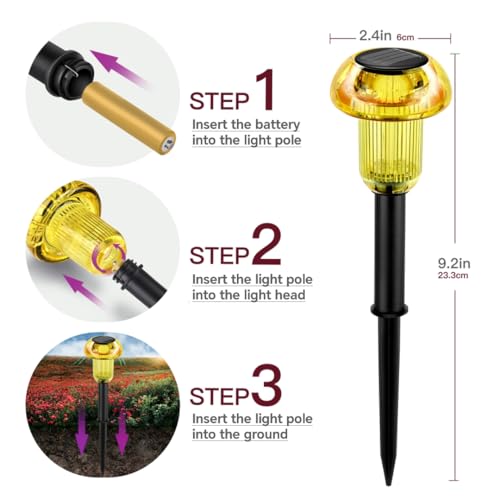 Easter Solar Pathway Lights Outdoor Decorative 4 Pack, Yellow LED Mushroom Solar Lights Outdoor Waterproof Solar Powered Decor for Yard Driveway Patio, Valentines Day Halloween Christmas Garden Decor - color: 4-Pack Yellow