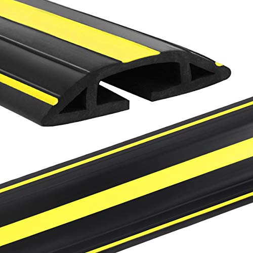 Eapele 4 ft Cable Protector Cord Cover for Floor, Heavy Duty PVC Duct Easy to Unroll, Prevent Trip Hazard for Home Office or Outdoor Settings - color: Yellow & Black, size: 4 feet-1pc