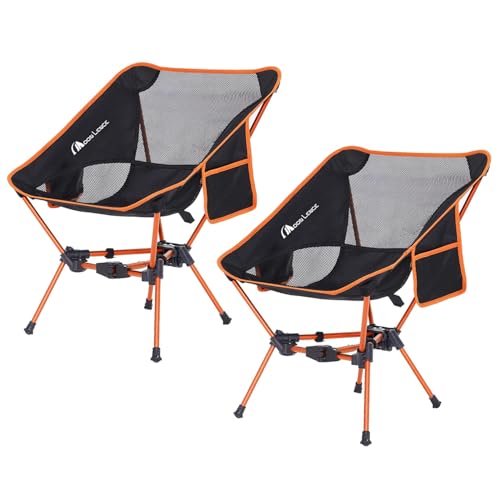 MOON LENCE Portable Camping Chair Backpacking Chair - The 4th Generation Ultralight Folding Chair - Compact, Lightweight Foldable Chairs for Hiking Mountaineering, Beach (Orange-2Pack) - color: Orange-2pack