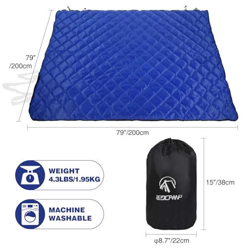 REDCAMP Large Outdoor Camping Blanket with Sherpa Lining, Waterproof and Windproof Cold Weather Blanket for Camping Stadium, Machine Washable 79"x 79" Blue - color: 79"x 79" Blue