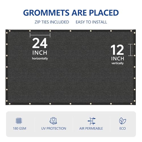 Buzzbazaar 7' x 32' Black Heavy Duty Privacy Fence Screen - Commercial Grade Shade Cover with Brass Grommets, Outdoor Wind Block & Yard Barrier, Customizable Size