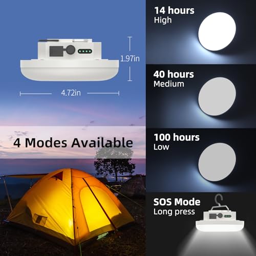 Rechargeable Camping Tent Light 10500mAh 30W 4000Lumen Battery Operated LED Lights IPX5 Waterproof Portable Lamp for Power Outages Outdoor Emergency Home Use - size: 30W