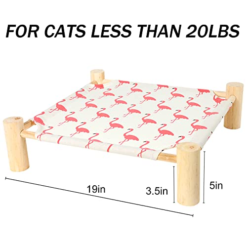 Patas Lague Cat and Dog Hammock Bed for Small Dogs, Brethable Wooden Cat Pet Rabbit Elevated Cooling Outdoor Bed Cots Furniture for Summer Flamingo - color: Flamingo