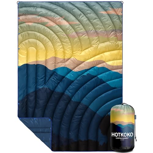 Camping Blanket,Lightweight Puffy Printed Camping Blanket Packable Outdoor Blanket for Camping,Traveling, Stadium, Hiking, Picnics - color: Blue Mountains, size: 39x55"