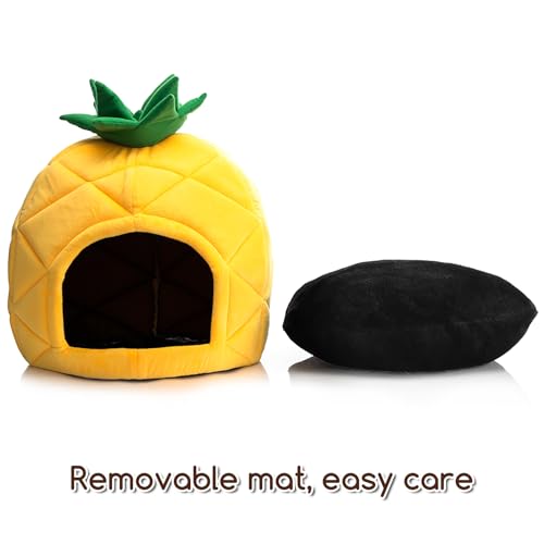 Hollypet Cat Bed Self-Warming Kitty Cave Hut House Nest Pet Sleeping Bed for Indoor Cats, Yellow, Pineapple Cave - color: Pineapple Cave