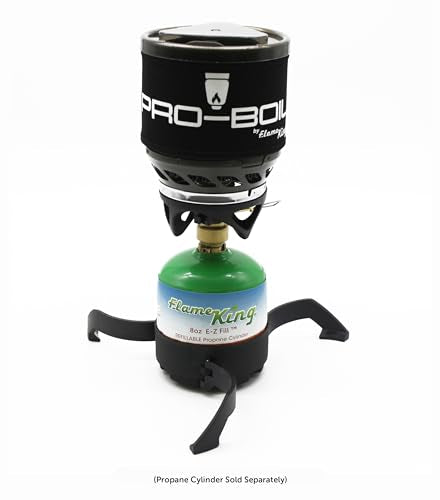 Flame King Pro-Boil All-in-One Camping and Backpacking Stove Cooking System, Boils Water in 90 Seconds, Gas Powered