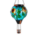 Hummingbird and Sunflower Solar Hot Air Balloon Lantern with Flame, Glass Hot Air Balloon Solar Lantern Outdoor Waterproof, Hanging Solar Lantern for Outside Garden Patio Tree Porch Yard - color: Green