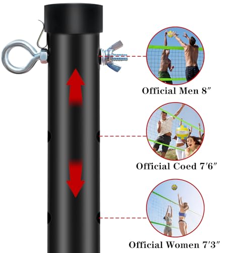 Zdgao Volleyball and Badminton Combo Set for Backyard - 20FT/32FT Volleyball/Badminton Net with Adjustable Height Pole,Anti-Sag System,Volley Ball, Badminton Racquets,Boundary Line and Carry Bag - color: Red & Blue, style: 20FT Volleyball/Badminton Net