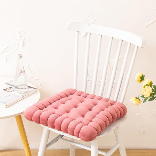 vctops Velvet Chair Pad Seat Cushion Solid Color Square Seat Pad Indoor Floor Cushion Super Soft Warm Chair Cushion Pad for Home Kitchen Dining Room Office (Pink,16"x16") - color: Pink