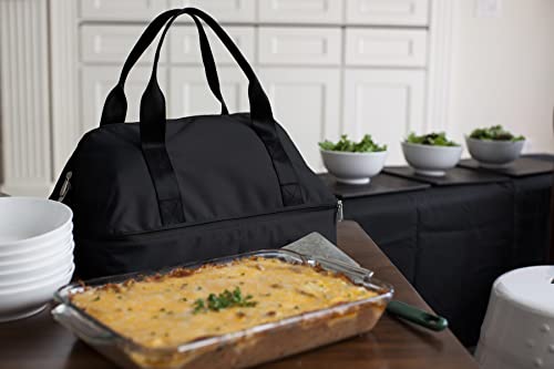 PICNIC TIME Potluck Insulated Casserole Carrier, Thermal Food Carrier, Portable Food Warmer, Insulated Container for up to 300 Degrees with Framed Window and Comfort handles (Black) - color: Black