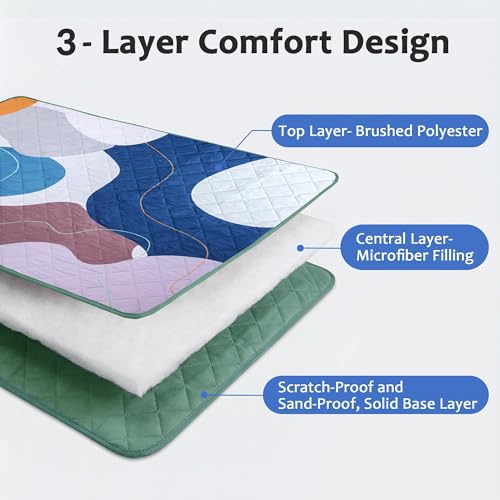 Exclusivo Mezcla Extra Large Waterproof Picnic Blankets 3 Layer, Sandproof and Foldable Outdoor Blanket for Beach Camping, Park and Travel - color: Abstract Blue