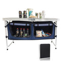 Camp Field Camping Folding Aluminum Table with Adjustable Legs for Outdoor Travel Beach, Backyards, BBQ, Party and Picnic Foldable Table - color: Black
