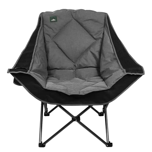 Northroad Folding Camping Chair,Oversized Portable Camp Chair w/Cup Holder,Heavy Duty Padded Lawn Chair Support 300 LBS for Outdoor, Tailgates, Beach, Hiking, and Picnics - color: Black
