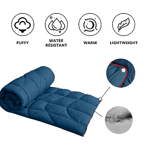 Camping Blanket, Puffy Blanket Lightweight Windproof Water Resistant for Outdoors,Hiking, Backpacking,Beach,Car,Picnic,Stadium - color: Navy, size: 52"x75"