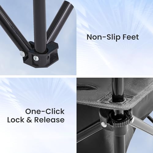 Portable Outdoor Folding Camping Table with 4 Cup Holders & Cooler Compartment, Waterproof Picnic Table for Picnic, BBQ, Beach, Hiking (Dark Black, 1 PCS) - color: Dark Black