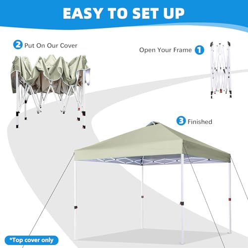 10x10 Canopy Replacement Top Cover with Air Vent, 210D Silver Coated Waterproof Polyester, Pop Up Tent Cover for Straight Leg Canopy Frame, Canopy Top Only - color: Beige