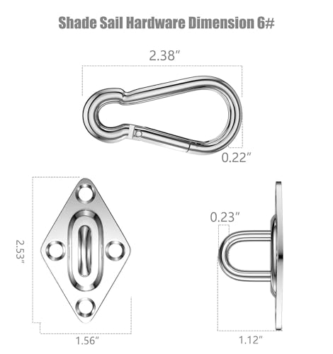 Shade Sail Hardware Kit Include Winches & Wire Rope, Anti-Rust Stainless Steel Sun Shade Hardware Kit for Rectangle Square Triangle Shade Sail Installation(71 PCS) - size: 6#-75PCS, style: Classic