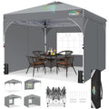 COBIZI 10x10 Pop Up Canopy with 3 Removable Sidewalls, Easy Pop Up Comercial Instant Canopy with One Push Center Lock, Waterproof Canopy with Sidewalls for Event, Rope & Stakes & Sandbags, Gray - color: Gray, size: 10x10ft (Old Model)