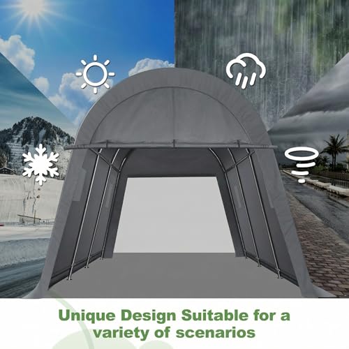 COBIZI Carport Canopy 12x20 Heavy Duty Portable Garage, All-Season Portable Car Ports & Outdoor Storage Shed, Galvanized Frame Vehicle Shelter with Removable Doors and Vents, Gray - color: Gray, size: 12'x20'