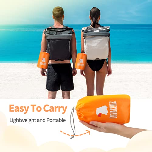covacure Extra Large Beach Blanket Sandproof Waterproof - 108"x85" for 7-8 Adults, Oversized Beach Mat with Zipper Pockets, Lightweight Outdoor Accessories for Camping, Travel (Orange-M, 108"x85.2") - color: Orange 108"x85"