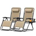 Homall Zero Gravity Chairs - Adjustable Folding Lawn Lounge Chairs with Pillows for Poolside, Backyard and Beach - Set of 2 (Cream-Coloured) - color: Beige, size: 2 PCS