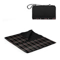 PICNIC TIME Outdoor Picnic Blanket Tote, 59"x51" Foldable Beach & Camping Blanket with Soft Fleece, Water-Resistant Bottom, Adjustable Strap & Zippered Pocket (Black Tartan, Black Flap) - color: Black Tartan