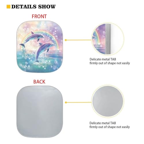 Cute Dolphin Sunshade for Car Windshield Foldable 2 Pieces Set Car Front Window Sunshade Summer Outdoor Sun UV Rays Blocker Sun Visor Shield Auto Protective Accessiors - color: Cute Dolphin