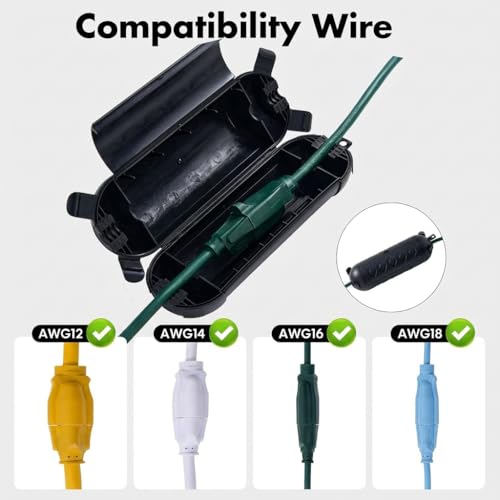 3Pack Outdoor Extension Cord Cover, IP44 Waterproof Extension Cord Protector for Outdoor Connections, Weatherproof Safety Box for Holiday Lights, Garden Tools & Outdoor Appliances, Black - color: Black-Big