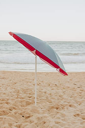 PICNIC TIME 5.5 Ft Portable Beach Umbrella, Lightweight UV Protection Sunshade with Tilt Pole & Carry Bag, Outdoor Canopy Umbrella for Beach, Sand, Pool, Patio, Camping, Travel, or Backyard Shade, (Blue Pinstripe Pattern) - color: Blue Pinstripe Pattern